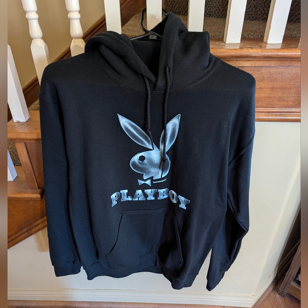 PLAYBOY Black Hoodie with Iconic Logo